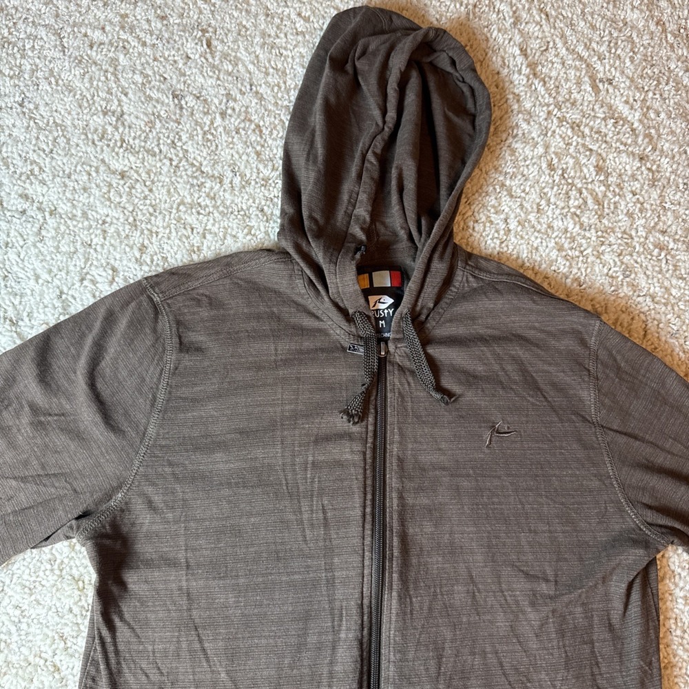 Rusty Brown Zip Sweatshirt Hoodie Men's Medium Without Ear Buds